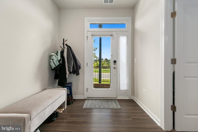 mudroom with dark wood-type flooring