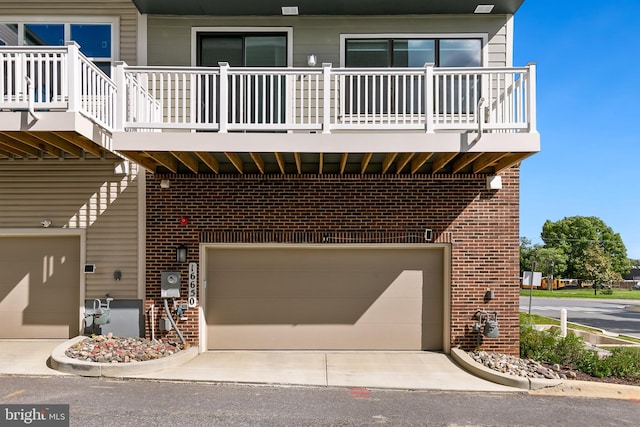 exterior space with a garage