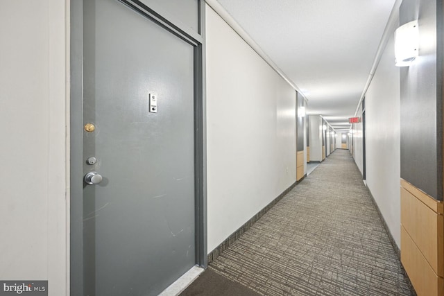 corridor with carpet flooring