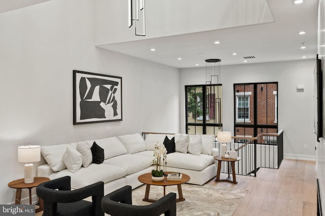 living room featuring light hardwood / wood-style flooring