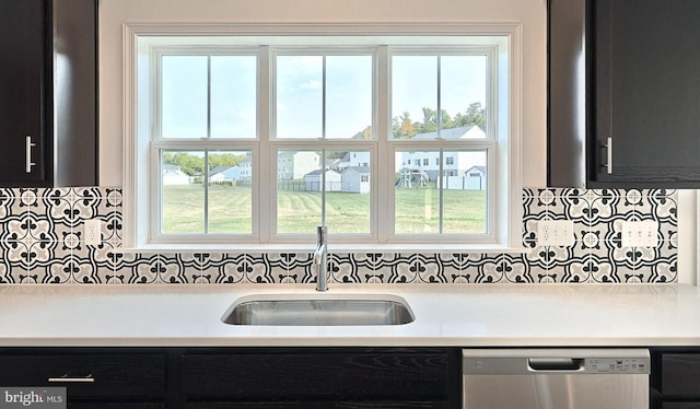 kitchen with dishwasher, plenty of natural light, and decorative backsplash