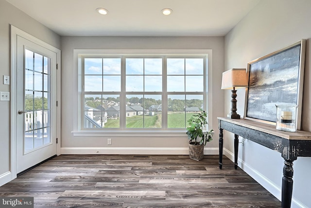 565 Bella May Cir, Lebanon, PA 17046 - doorway to outside featuring recessed lighting, a wealth of natural light, baseboards, and dark wood-style flooring