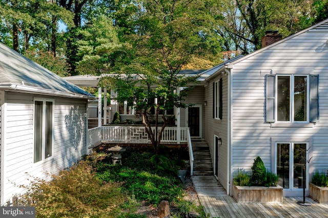 exterior space with a wooden deck