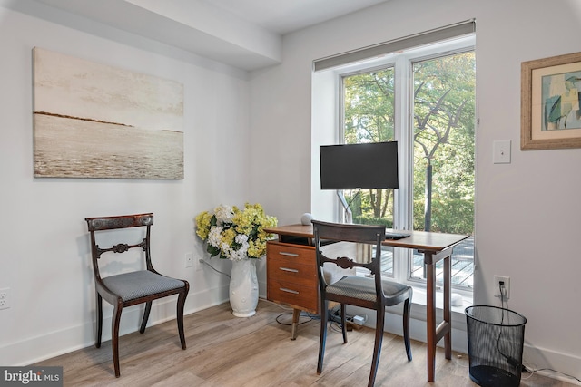 office area featuring light hardwood / wood-style flooring