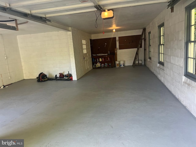 garage with a garage door opener