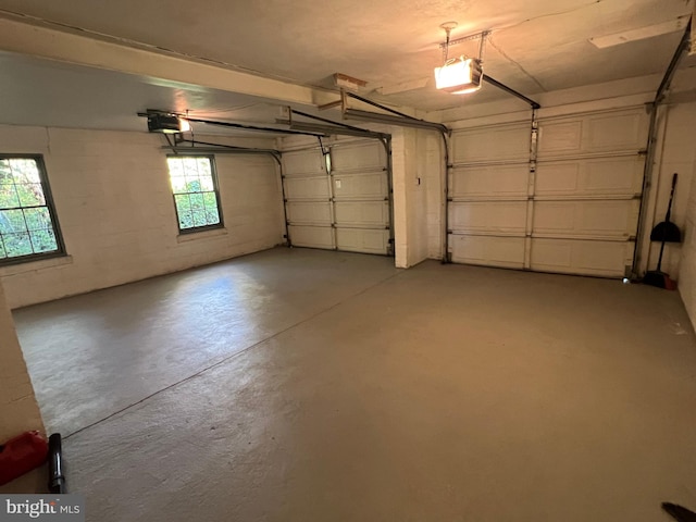 garage with a garage door opener