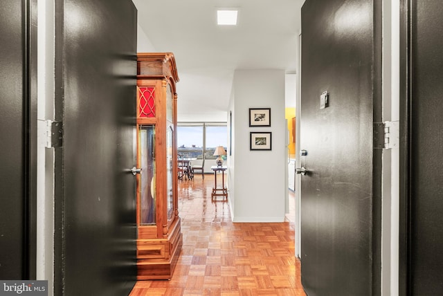 hall with light parquet flooring