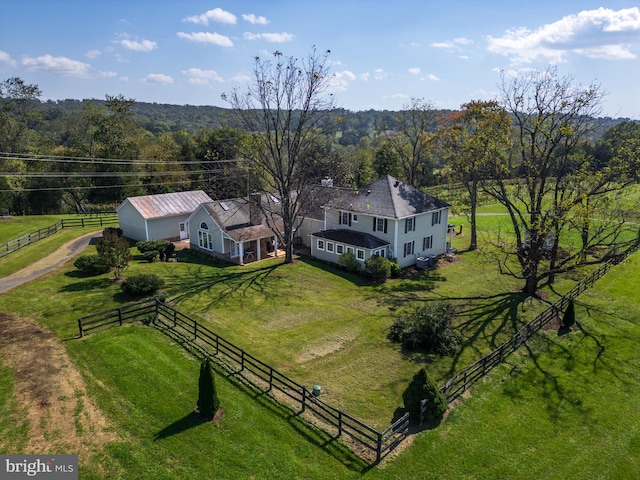 aerial view with a rural view