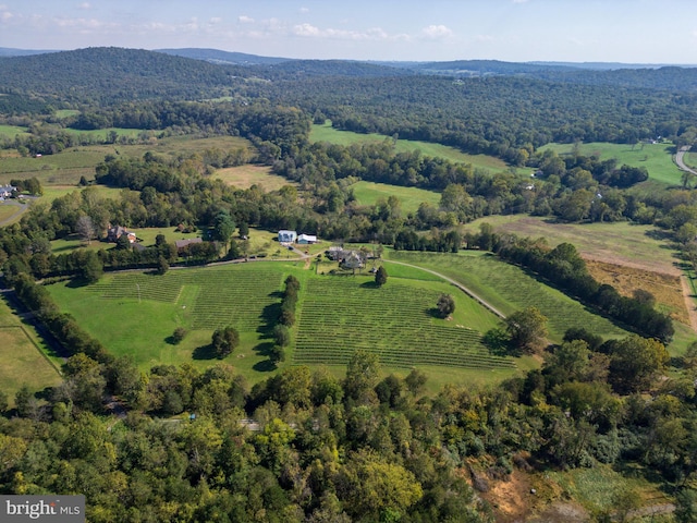 birds eye view of property featuring a rural view