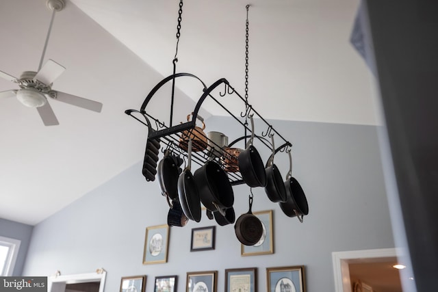 interior details with ceiling fan