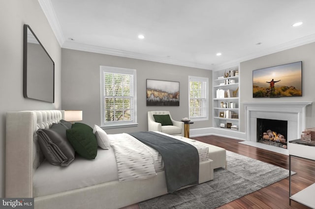 bedroom featuring crown molding and hardwood / wood-style floors