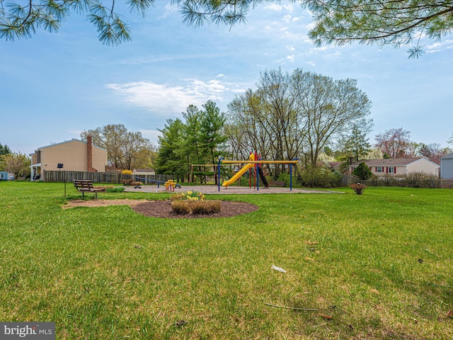 view of yard with a playground