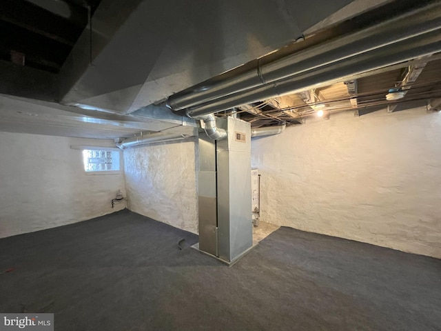 basement with heating unit