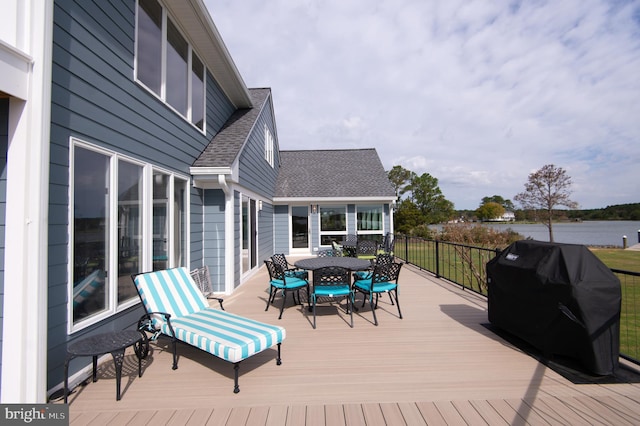 wooden terrace with grilling area