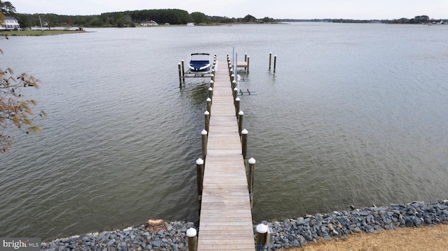 view of dock featuring a water view