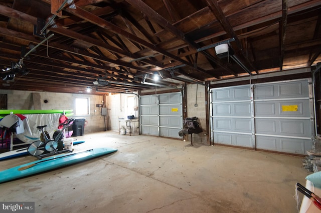 garage with a garage door opener