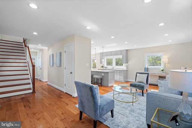 living room featuring light hardwood / wood-style flooring