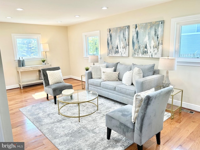 living room featuring light hardwood / wood-style floors