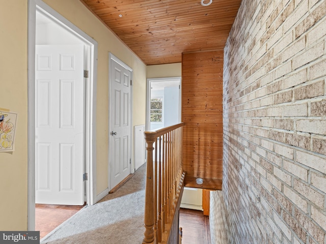 hall with wood ceiling