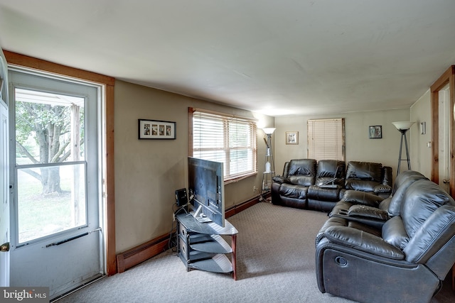 carpeted living room with plenty of natural light