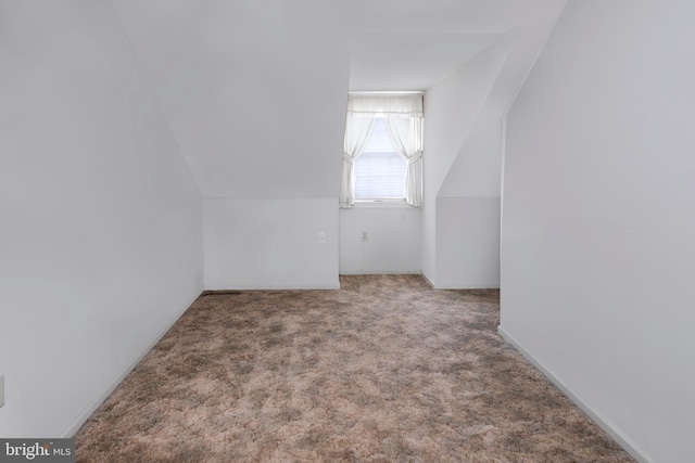 bonus room featuring lofted ceiling and carpet floors