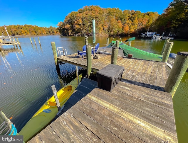 view of dock featuring a water view