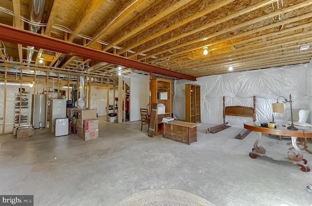 basement featuring water heater