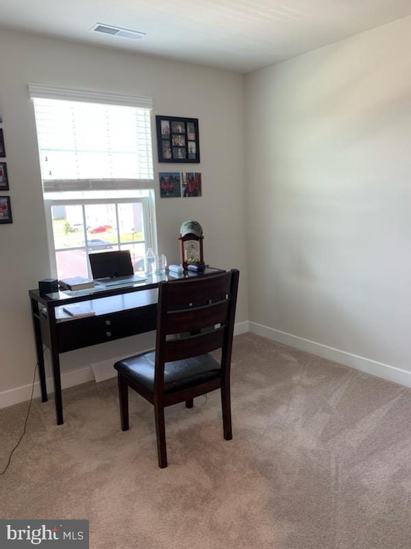 office featuring light colored carpet