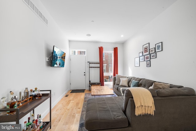 living room featuring light hardwood / wood-style flooring