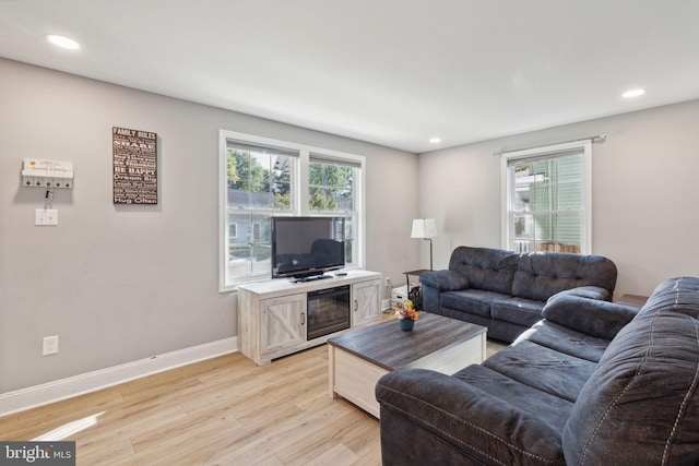 living room featuring light hardwood / wood-style flooring