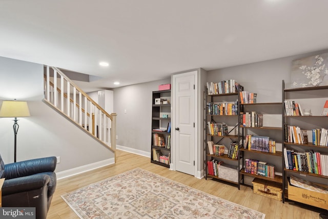 living area with light wood-type flooring