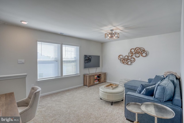 living room with carpet flooring