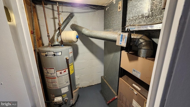 utilities featuring gas water heater and heating unit