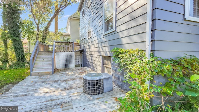 wooden terrace featuring central AC