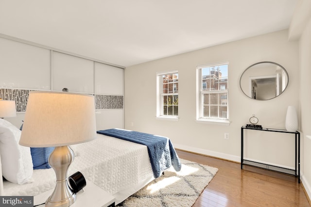 bedroom featuring light hardwood / wood-style flooring