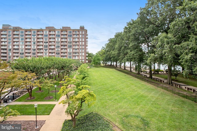 view of home's community with a lawn