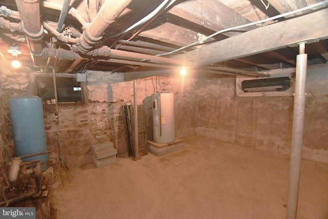 basement featuring water heater