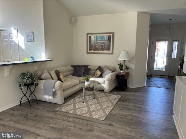 living room featuring dark hardwood / wood-style floors