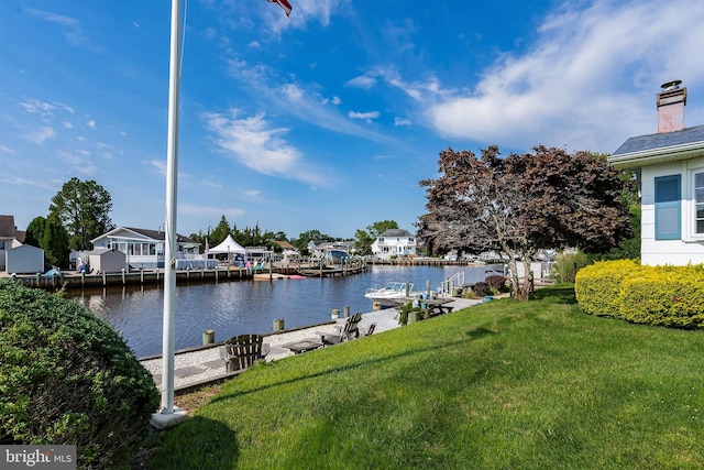 view of water feature featuring a dock