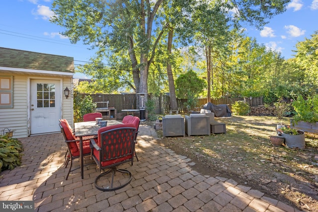 view of patio with an outdoor living space