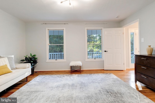 living area with light wood-type flooring