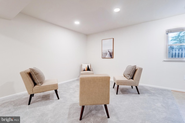 sitting room with carpet floors