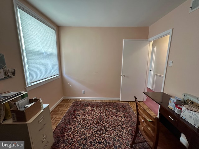 office featuring light parquet flooring