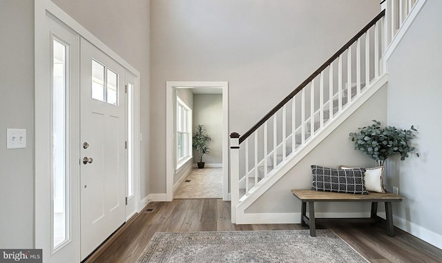 entrance foyer with dark wood-type flooring