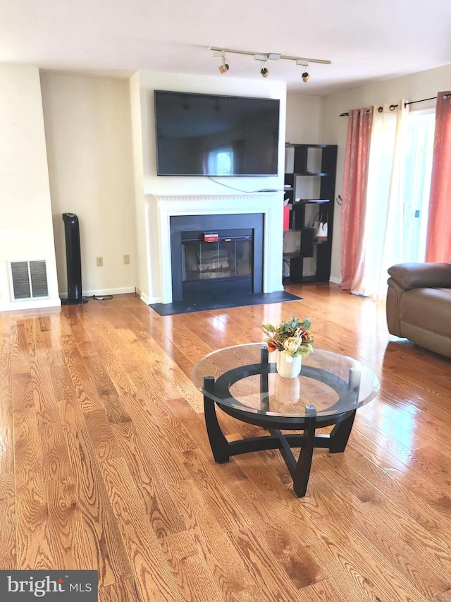 living room with light wood-type flooring