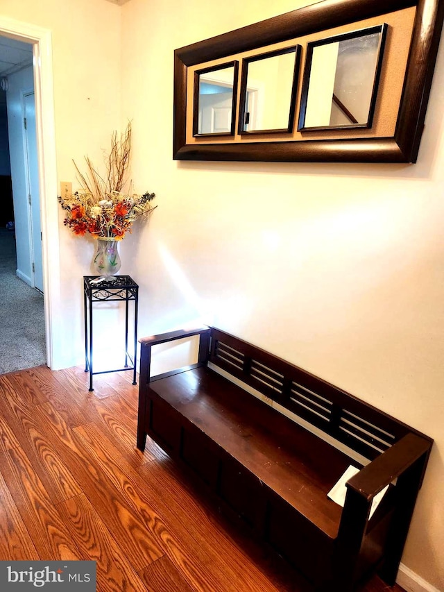 hallway with hardwood / wood-style floors