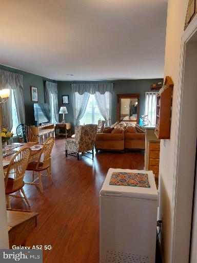 living room with hardwood / wood-style flooring