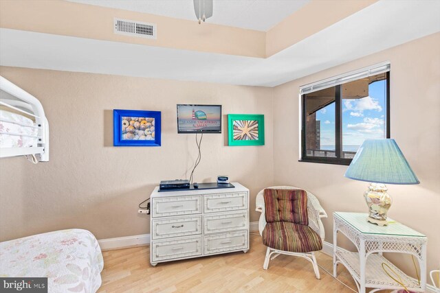 sitting room featuring light hardwood / wood-style flooring