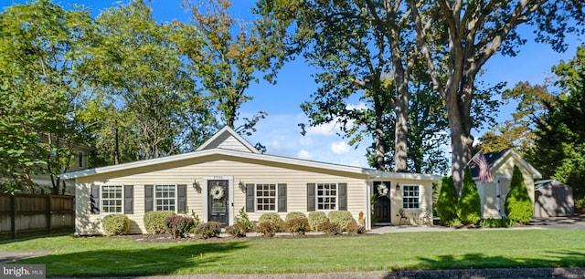 view of front of property with fence and a front yard