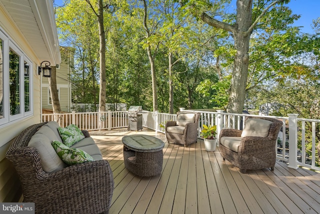 deck featuring grilling area